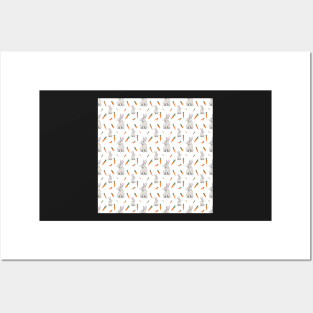 Bunny and Carrots pattern Posters and Art